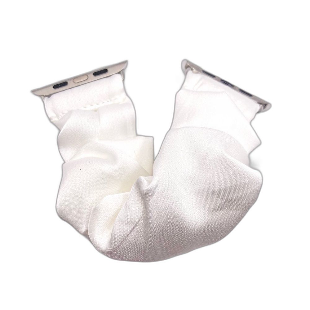 White scrunchie smart watch replacement band